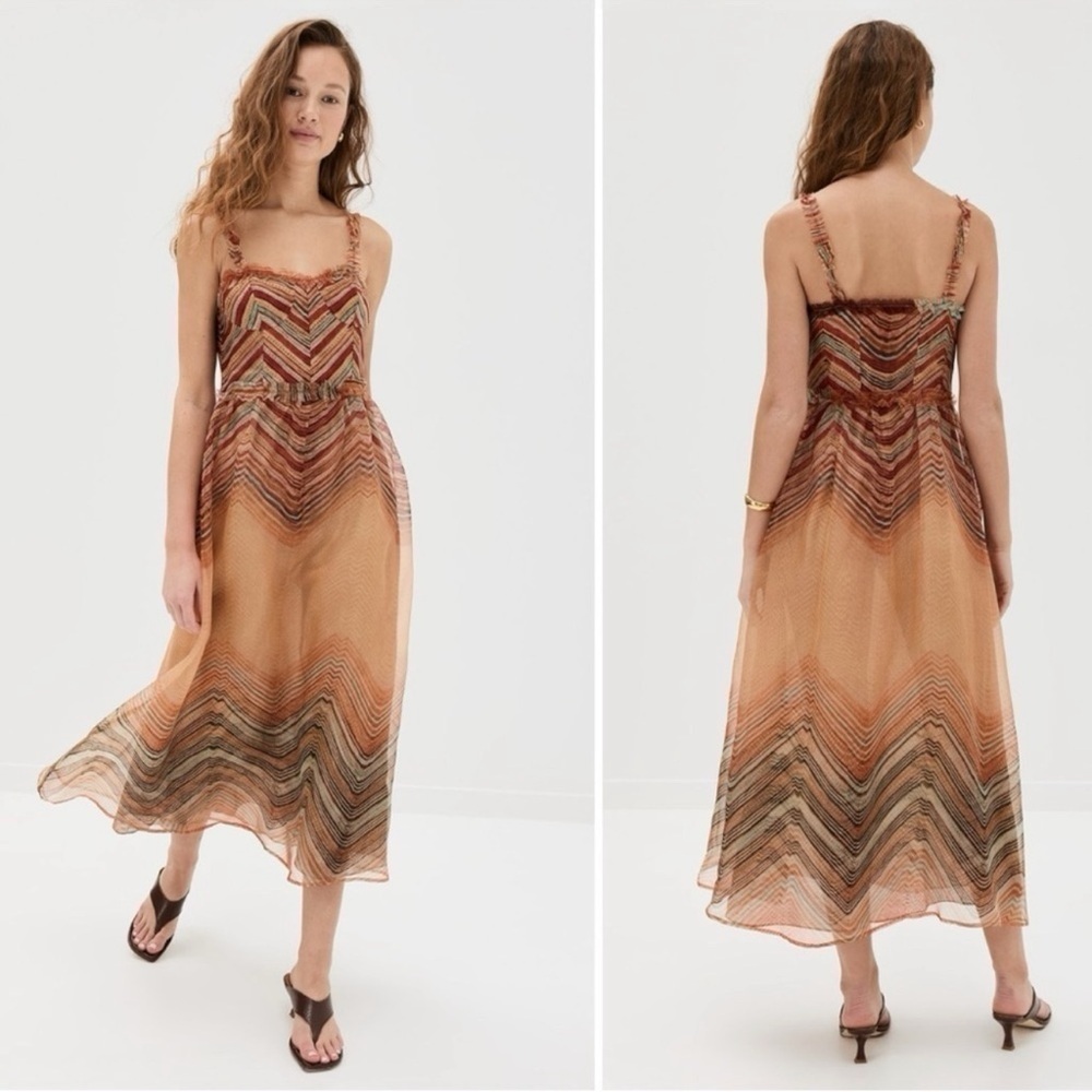 Ulla Johnson Women’s Gisele Silk Watercolor Print Sleeveless Midi Cocktail Dress - Picture 2 of 13